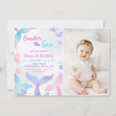 Zeemeermin 1e Verjaardag Oneder Het Zee Party Foto Kaart (Voorkant)
