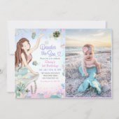 Zeemeermin 1e Verjaardag Oneder Het Zee Party Foto Kaart (Voorkant)