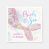 Zeemeermin 1e verjaardag Oneder Het Zee Roze Servet (Voorkant)