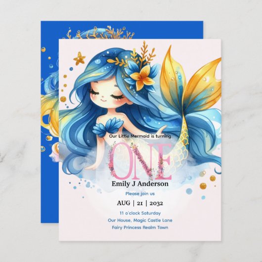 Zeemeermin 1e verjaardag Sprookje Verjaardag (Voorkant / Achterkant)