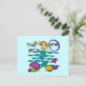 Zeemeermin 1e Verjaardag Tshirts en geschenken Briefkaart (Staand voorkant)