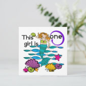 Zeemeermin 1e Verjaardag Tshirts en geschenken Kaart (Staand voorkant)