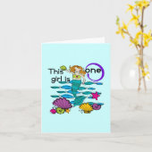 Zeemeermin 1e Verjaardag Tshirts en geschenken Kaart (Gele Bloem)