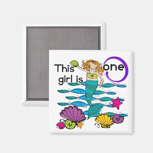 Zeemeermin 1e Verjaardag Tshirts en geschenken Magneet (Voorkant / Achterkant)