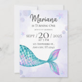 Zeemeermin 1e verjaardag Uitnodigingen Meisje (Voorkant)