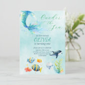 Zeemeermin 1e Verjaardag Waterverf Onze Kleine Zee Kaart (Staand voorkant)