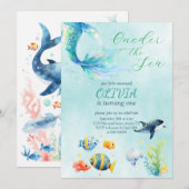 Zeemeermin 1e Verjaardag Waterverf Onze Kleine Zee Kaart (Voorkant / Achterkant)