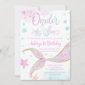 Zeemeermin 1e Verjaardags Zwembad Party Onder het Kaart (Voorkant)