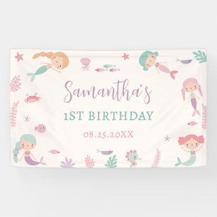 Zeemeermin 1e verjaardagsfeest Oneder The Sea Bann Spandoek