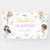 Zeemeermin 1e verjaardagsfeest Oneder The Sea Spandoek (Horizontaal)