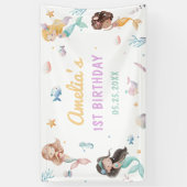 Zeemeermin 1e verjaardagsfeest Oneder The Sea Spandoek (Verticaal)