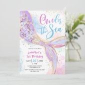 Zeemeermin 1e verjaardagsfeest Paarse eigenaar van Kaart (Staand voorkant)