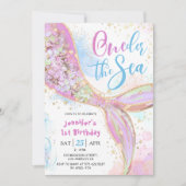 Zeemeermin 1e Verjaardagsfeest Roze Oneder Het Zee Kaart (Voorkant)