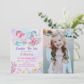 Zeemeermin 1e Verjaardagsfeestje ONEder Het Zee Fo Kaart (Staand voorkant)