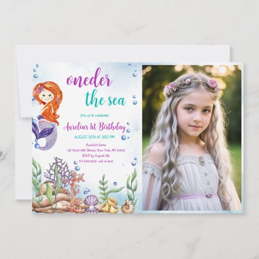 Zeemeermin 1e Verjaardagsfeestje Oneder Het Zee Fo Kaart (Voorkant)