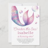 Zeemeermin 1e Verjaardagsfeestje Oneder Het Zee Me Kaart (Voorkant)