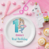 Zeemeermin 1e verjaardagsfeestje papieren bordje (Feest)