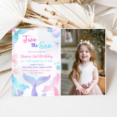 Zeemeermin 2de verjaardag Twee zee feest foto Kaart