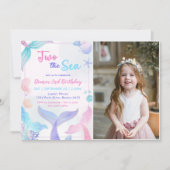 Zeemeermin 2de verjaardag Twee zee feest foto Kaart (Voorkant)