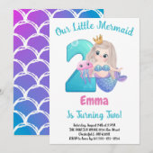 Zeemeermin 2de verjaardagsfeest uitnodiging (Voorkant / Achterkant)