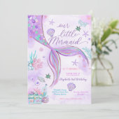 Zeemeermin 2de verjaardagsuitnodiging kaart (Staand voorkant)