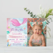 Zeemeermin 2e foto Verjaardags Meisje Onder het Ze Kaart (Staand voorkant)