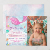 Zeemeermin 2e foto Verjaardags Meisje Onder het Ze Kaart (Voorkant / Achterkant)