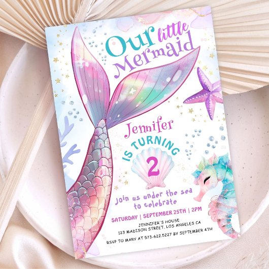 Zeemeermin 2e Verjaardag onder het Zee Kleine Zeem Kaart