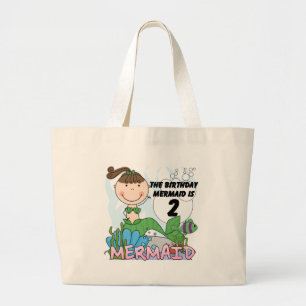 Zeemeermin 2e Verjaardag Tshirts en geschenken Grote Tote Bag