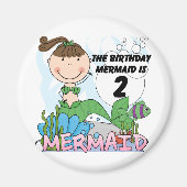 Zeemeermin 2e Verjaardag Tshirts en geschenken Magneet (Voorkant)