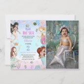 Zeemeermin 2e Verjaardag Twee Het Zee Party Foto Kaart (Voorkant)