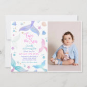 Zeemeermin 2e Verjaardag Twee Het Zee Party Foto Kaart (Voorkant)