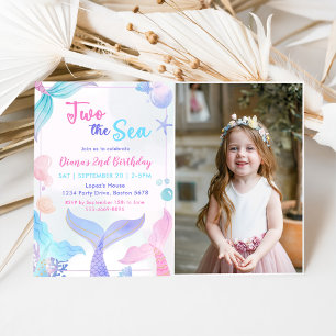 Zeemeermin 2e Verjaardag Twee Het Zee Party Foto Kaart