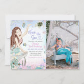 Zeemeermin 2e Verjaardag Twee Het Zee Party Foto Kaart (Voorkant)