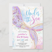 Zeemeermin 2e verjaardagsfeest Paarse onder het Ze Kaart (Voorkant)