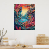 Zeemeermin 3d papier kunst poster (Keuken)