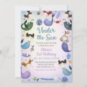 Zeemeermin 3e verjaardag onder het Zee feest Kaart (Voorkant)