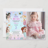 Zeemeermin 3e Verjaardag onder het Zee Party Foto Kaart (Voorkant)
