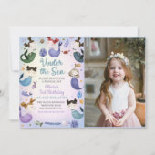 Zeemeermin 3e Verjaardag onder het Zee Party Foto Kaart (Voorkant)