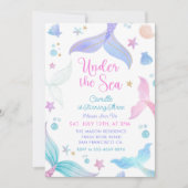 Zeemeermin 3e verjaardag Onder Zee Feestje Kaart (Voorkant)