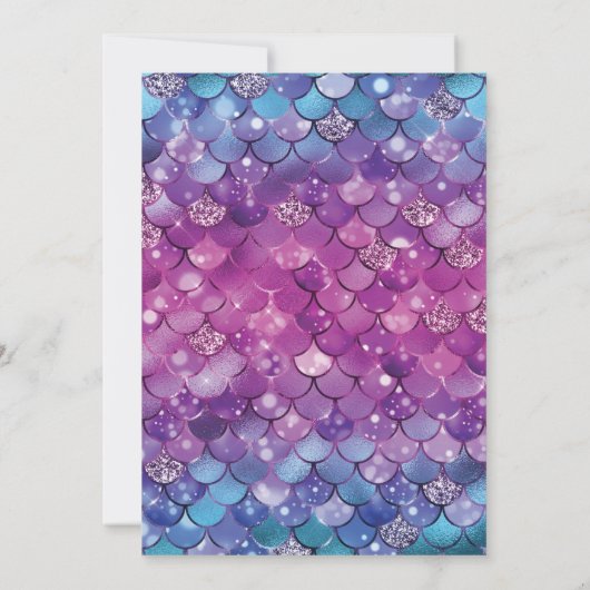 Zeemeermin 3e Verjaardag Roze Blauw Goud Glitter Kaart (Achterkant)