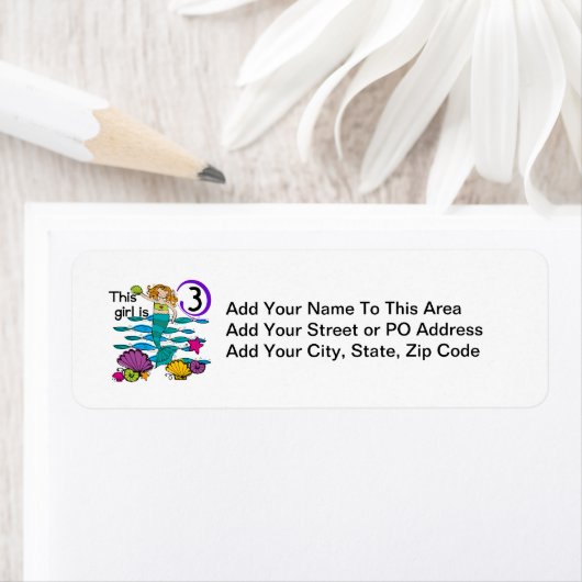 Zeemeermin 3e Verjaardag T shirten en geschenken Etiket (Insitu)