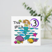 Zeemeermin 3e Verjaardag T shirten en geschenken Kaart (Staand voorkant)