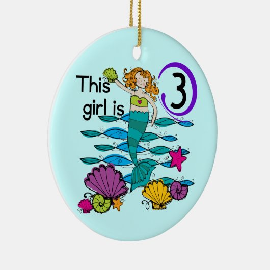 Zeemeermin 3e Verjaardag T shirten en geschenken Keramisch Ornament (Rechts)