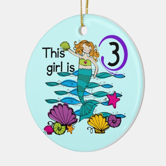 Zeemeermin 3e Verjaardag T shirten en geschenken Keramisch Ornament (Links)