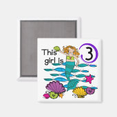 Zeemeermin 3e Verjaardag T shirten en geschenken Magneet (Voorkant / Achterkant)