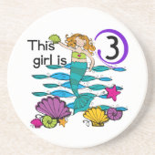 Zeemeermin 3e Verjaardag T shirten en geschenken Zandsteen Onderzetter (Voorkant)