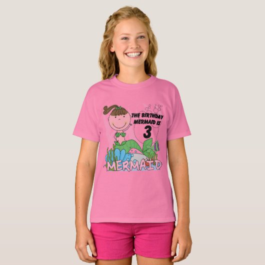 Zeemeermin 3e verjaardag Tshirts en geschenken (Voorkant volledig)