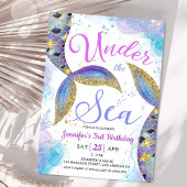 Zeemeermin 3e Verjaardags Meisje Roze Goud Onder h Kaart