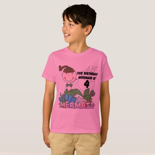 Zeemeermin 4e verjaardag T-shirts en geschenken (Voorkant volledig)